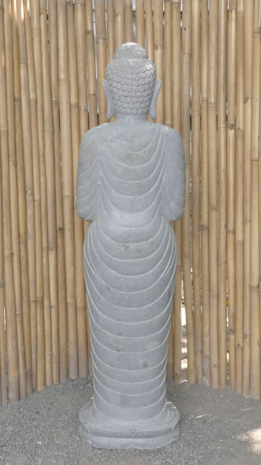  Product image 6 of the product “Standing Buddha made of Riverstone in Dharmachakra position - gesture of wheel of the teaching of Dharma. About 153cm height. ”